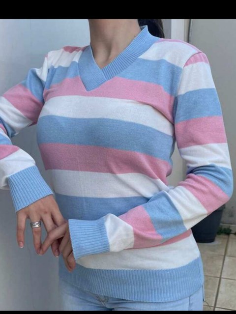 Promoção de tricô listrado colorido