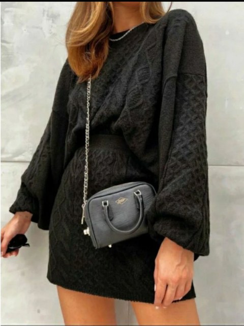 Conjunto Inverno Mousse Tricot Saia e Blusa Longa Alice