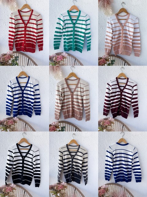 Casaco listrado Elisa linda moda