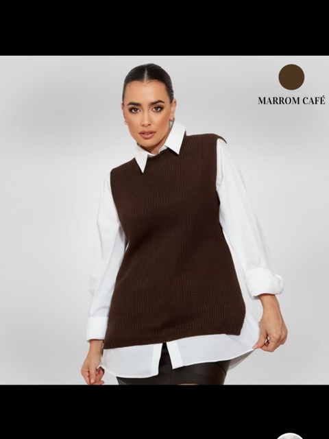 Max colete com camisa branco Elisa linda moda