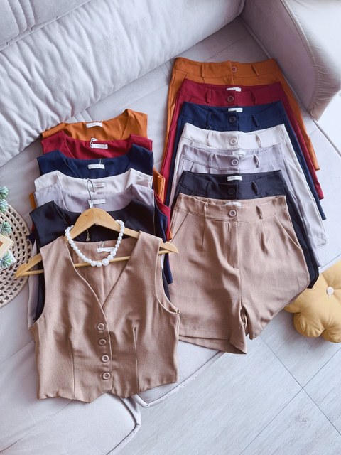 Conjunto #530 colete com shorts Elisa linda moda