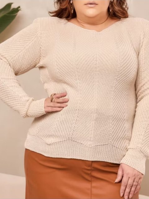 Blusa manga longa gg  Elisa linda moda