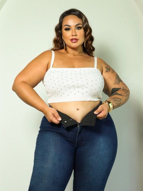 Calça Cós Elástico Plus Size com Lycra