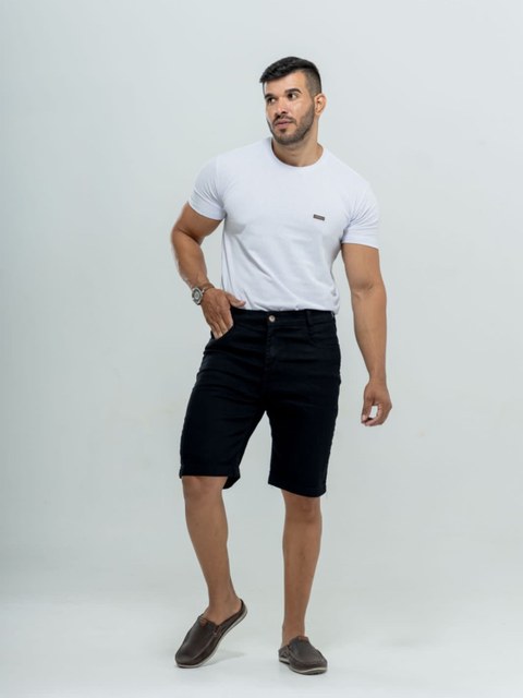 Bermuda com Lycra Masculina - Preta