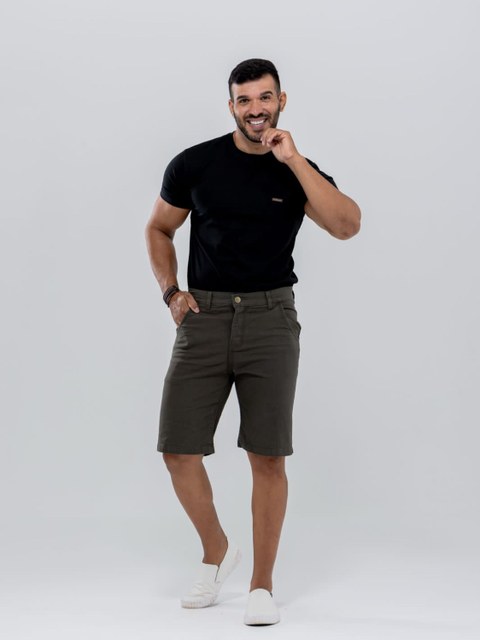 Bermuda Masculina com Lycra - Verde Militar