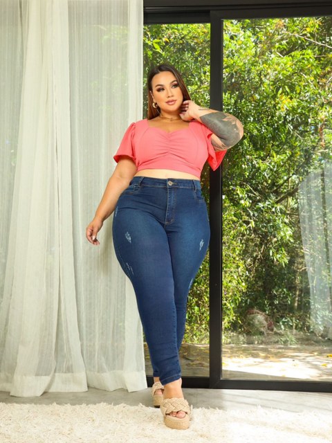Calça Plus Size com Lycra - Puído