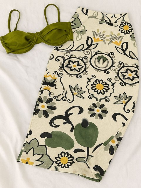 Saia Feminina Mid estampada inspiração farme