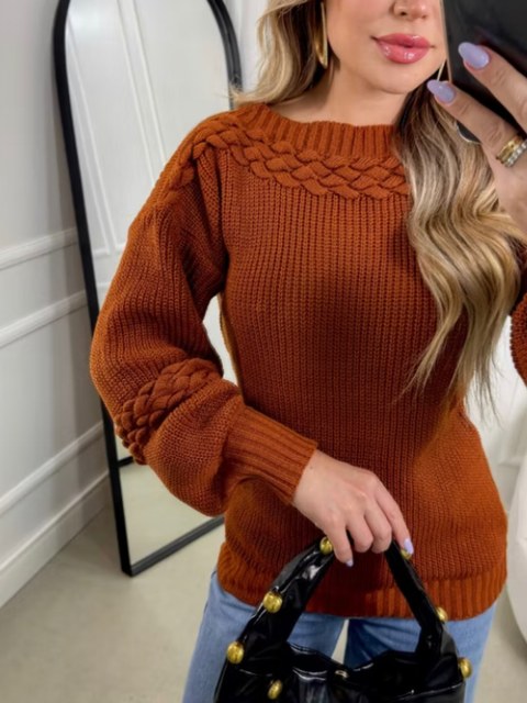 Blusa de tricot, manga longa 👏🏻🥰🍂❄️✨🚀