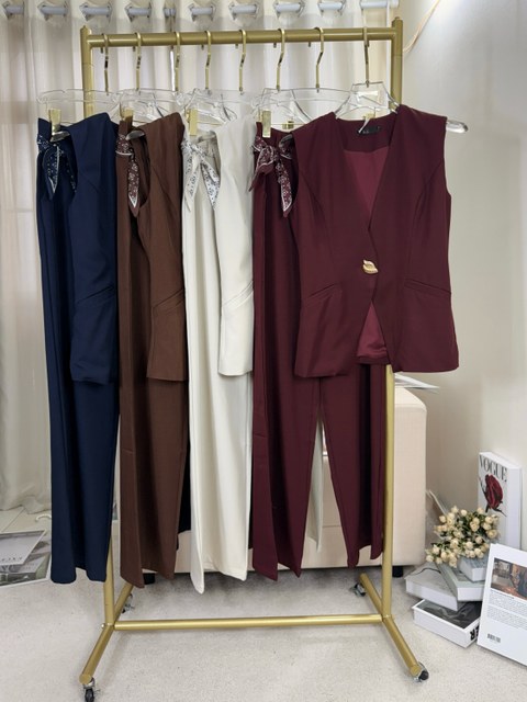 Fancy modas conjunto alfaiataria com lenço