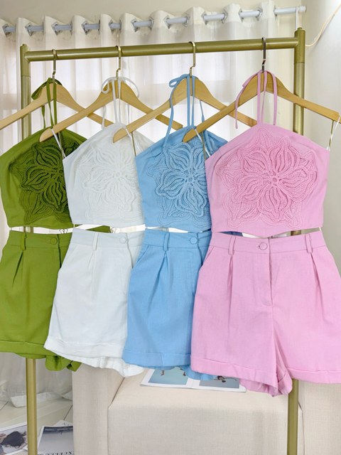 Fancy modas conjunto linho floral