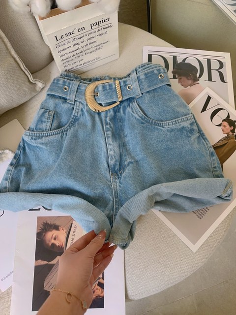 Fancy Modas short Jeans com cinto fivela