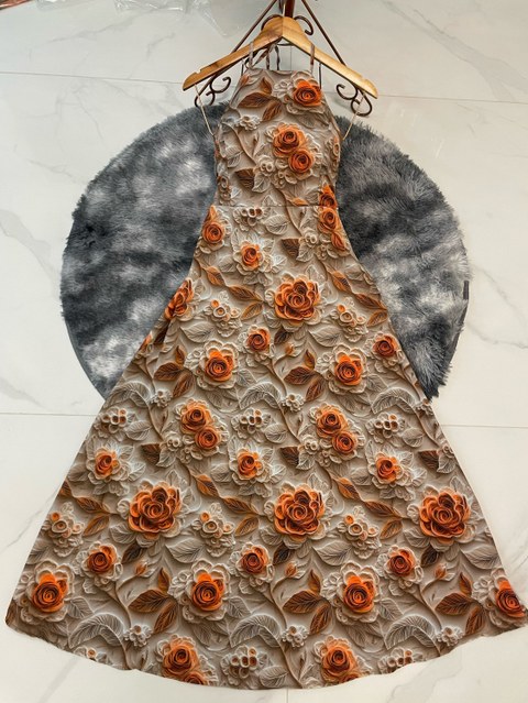 V13231# Vestido longo com bojo frente unica com amarração