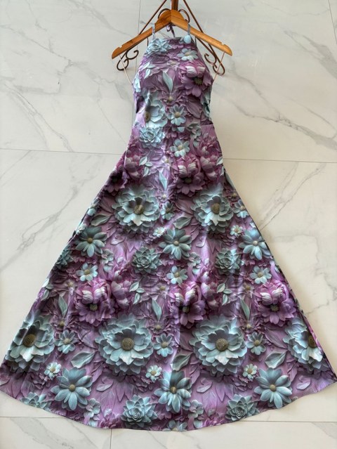 V1311 , Vestido longo com bojo frente unica com amarração