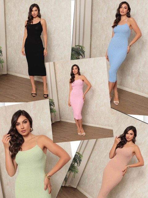 Vestido longa de modal