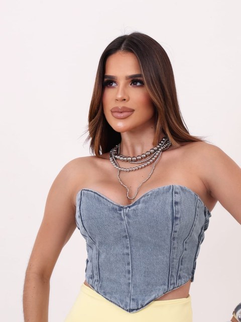 Cropped jeans feminina