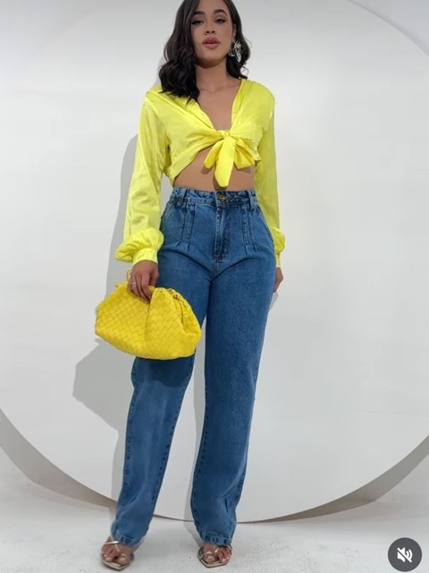 Calças jeans wide leg feminina