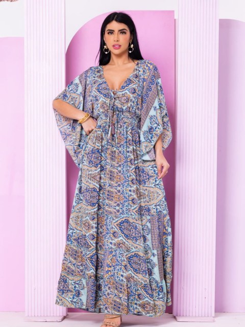 Vestido indina manga flaer