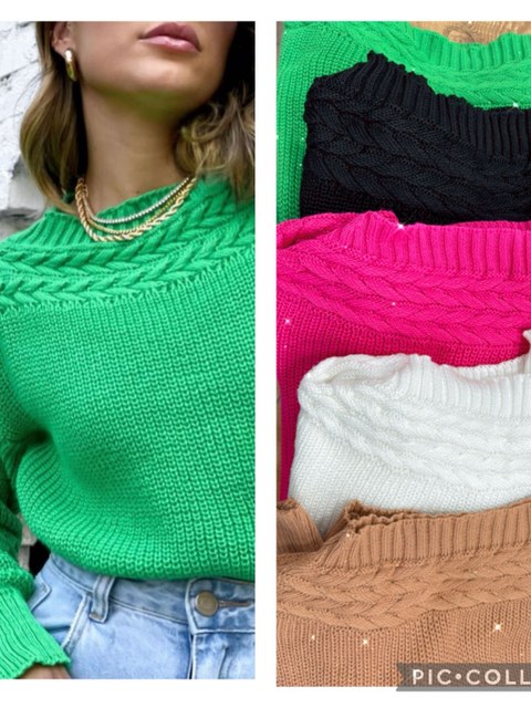 Tricot manga bordada