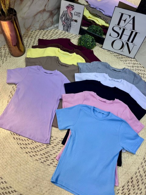 Blusa manga curta ribana