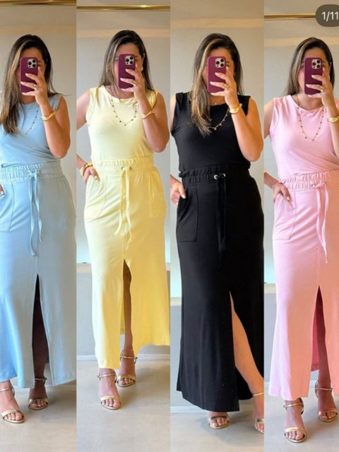 Conjunto regata +saia midi