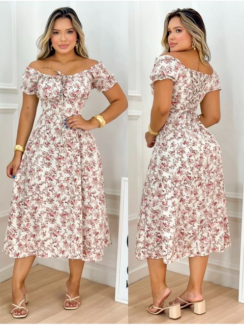 Vestido manga curta Corselet