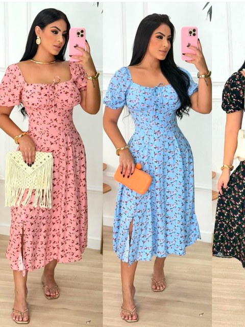 Vestido manga curta tecido duna