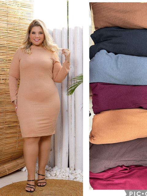 Vestido midi manga longa
