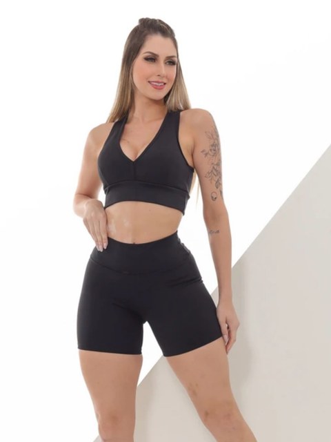 Conjunto fitness feminino short e top premium