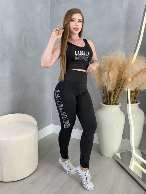 Conjunto fitness feminino moda de academia premium