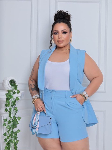 Conjunto feminino alfaiataria plus size confortável