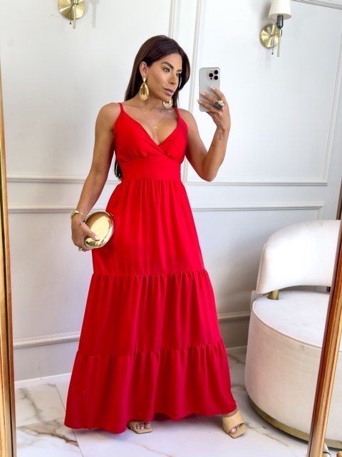 Vestido Feminino Longo De Alça, Confortável, Elegante