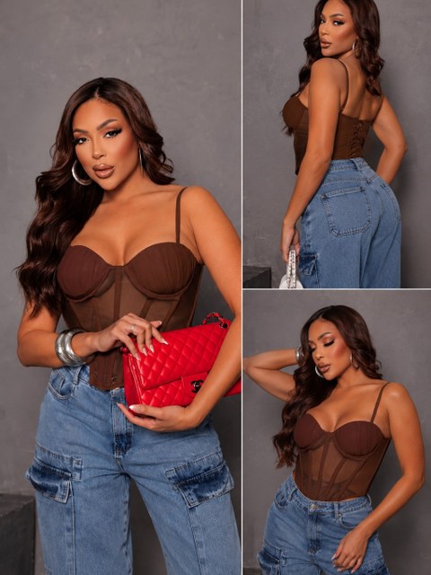 Corset Feminino em Tule com Bojo