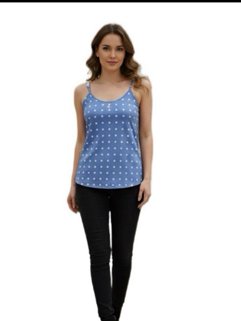 Kit 5 blusas de alça estampado bolinha visco linho