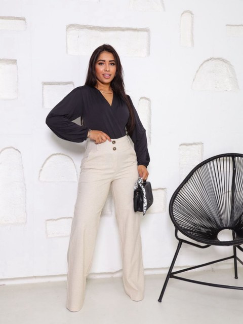 Calça Pantalona Comprido Elastano Linho Premium