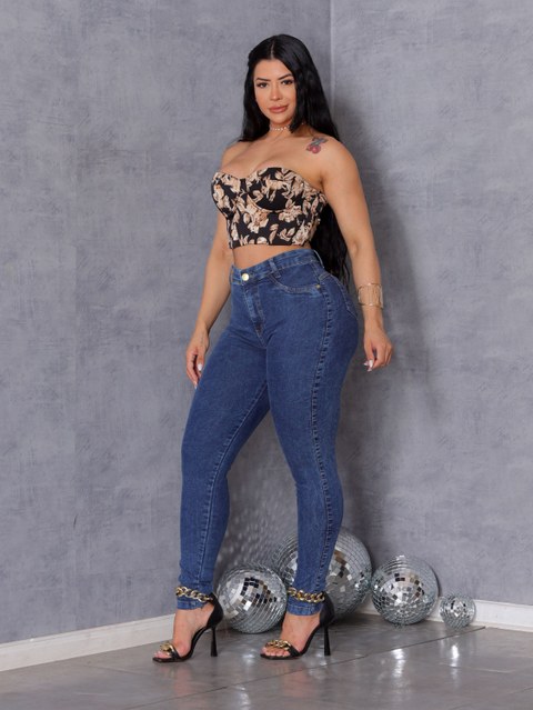 Calça jeans cintura alta com elastano 265