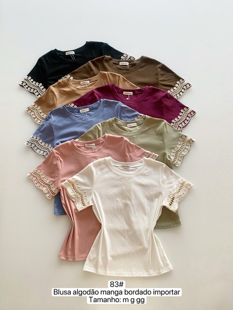 83# Blusa algodão manga bordado Isabella moda