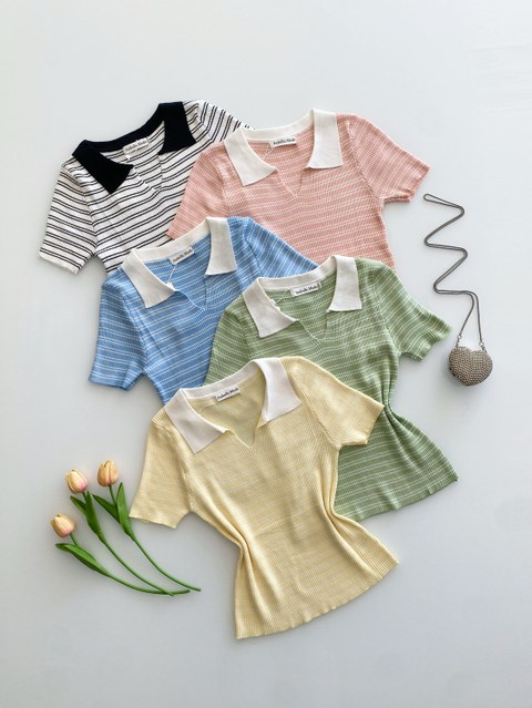 Polo blusa modal listrada fresquinho Isabella moda