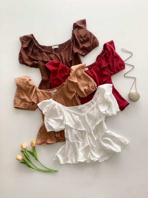 Blusa linho cetim manga curta Isabella moda