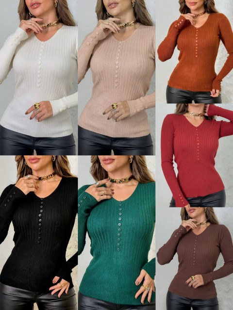 013# Blusa modal lãzinha manga com botão Isabella moda