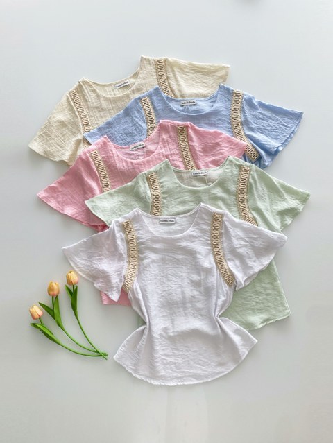 Blusa linho manga bordado Isabella moda