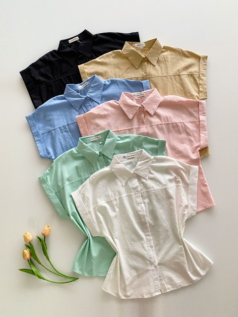 3551# Blusa linho manga curta Isabella moda