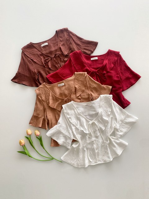Blusa linho cetim manga curta Isabella moda