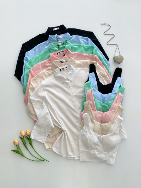 Conjunto linho (camisa +top com bojo ) Isabella moda