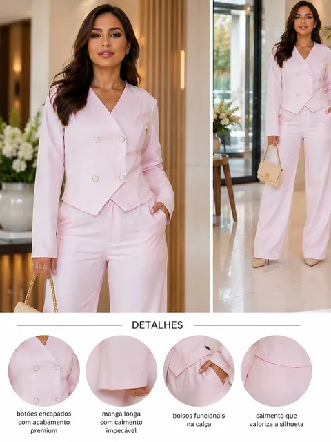 Conjunto Elegante Rayany no Alfaiataria P M G GG