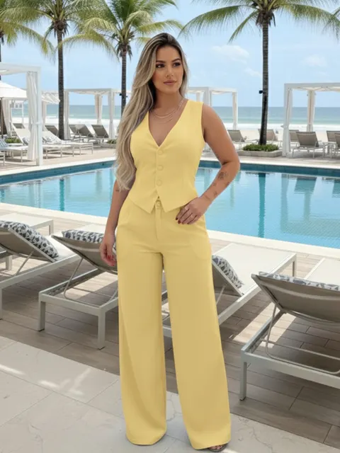 Conjunto Feminino Alfaiataria Raissa Colete e Calça