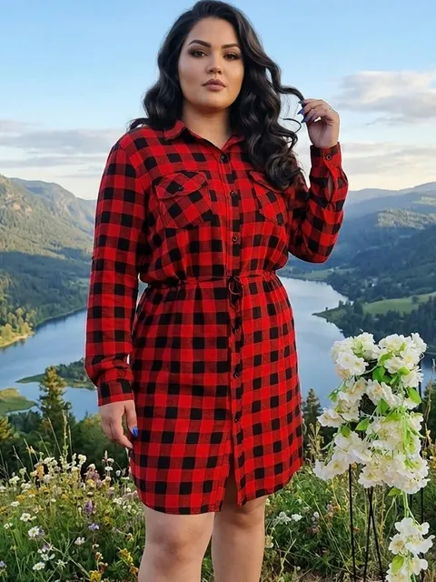 Chamise Xadrez Feminina Manga Longa