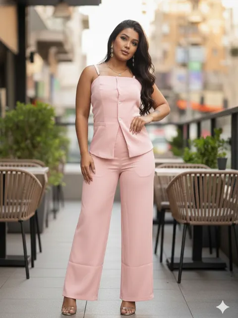 Conjunto Paty Alfaiataria Blusa de Alcinha Regulavél + Calça