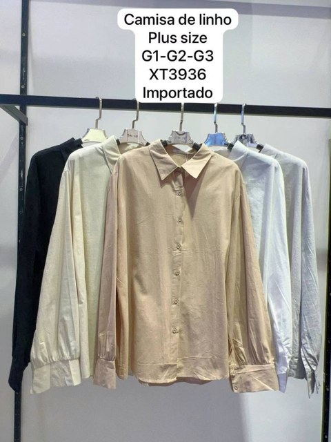 Camisa de linho Plus Size