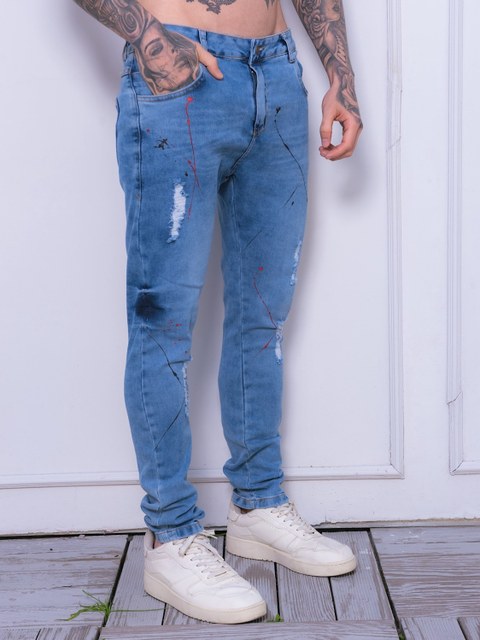 Calça Jeans com Pintar Masculina Skinny