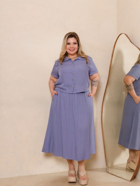 Conjunto Ayla ,saia longuete e crooped camisa